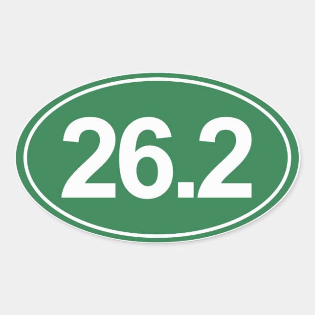 Sticker ovale Marathon 26,2 Miles (Vert) (Devant)