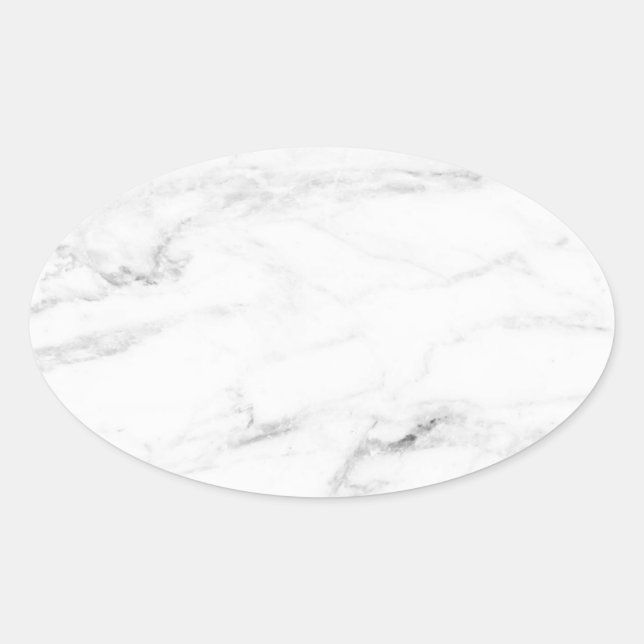 Sticker Ovale Marbre blanc blanc Élégant Modèle personnalisé (Devant)