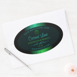 Sticker Ovale Marbre turquoise et vert Floral Moderne Produits É