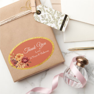 Sticker Ovale Mariage floral d'automne