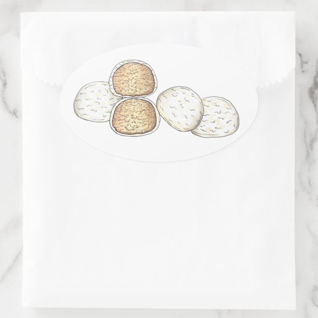 Sticker Ovale Mariage mexicain italien Cookies Boules de neige b (Sac)