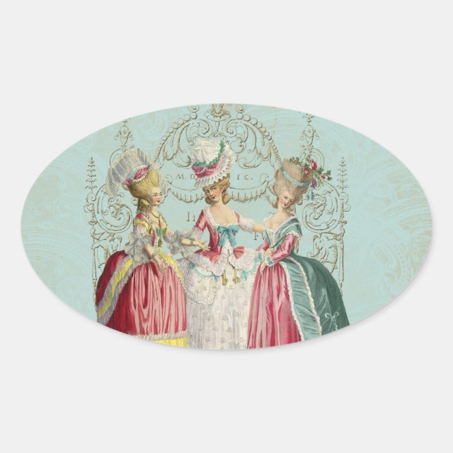 Sticker Ovale Marie Antoinette Française Paris Dames (Devant)