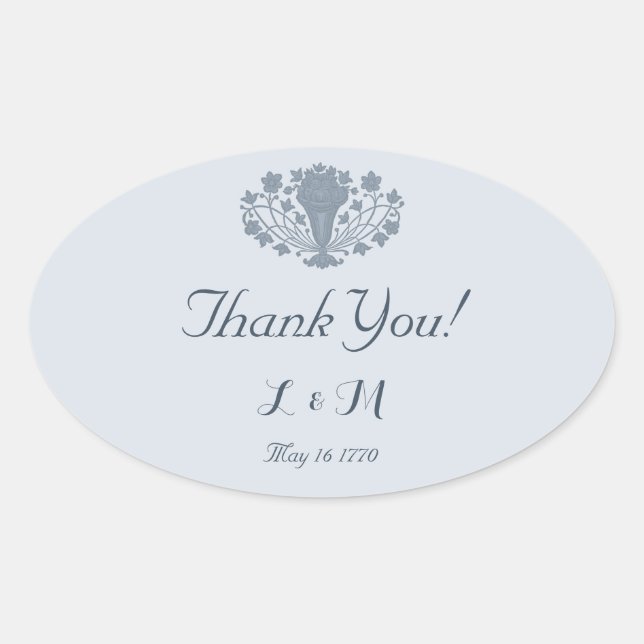 Sticker Ovale Marie Antoinette Rococo Dusty Merci bleu (Devant)