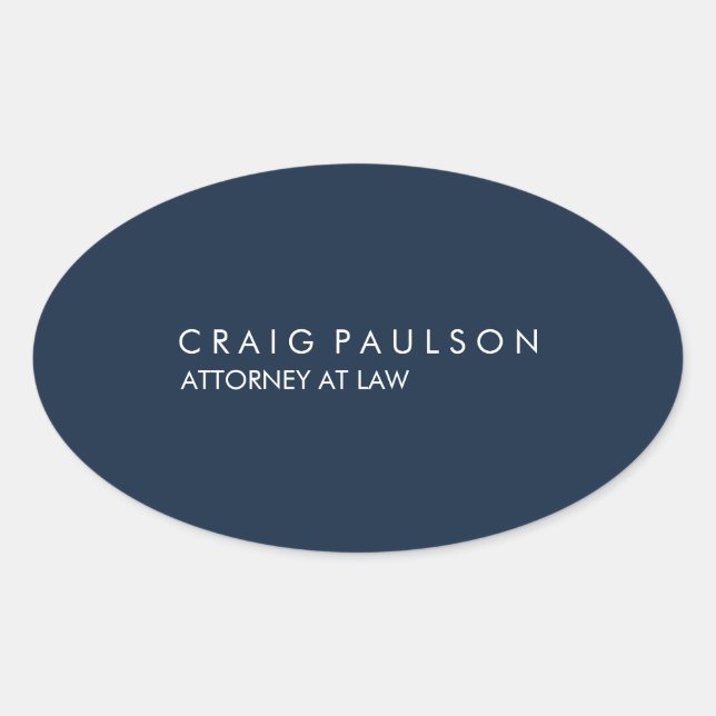 Sticker Ovale Marine Blue Elegant Plain Professionnel (Devant)