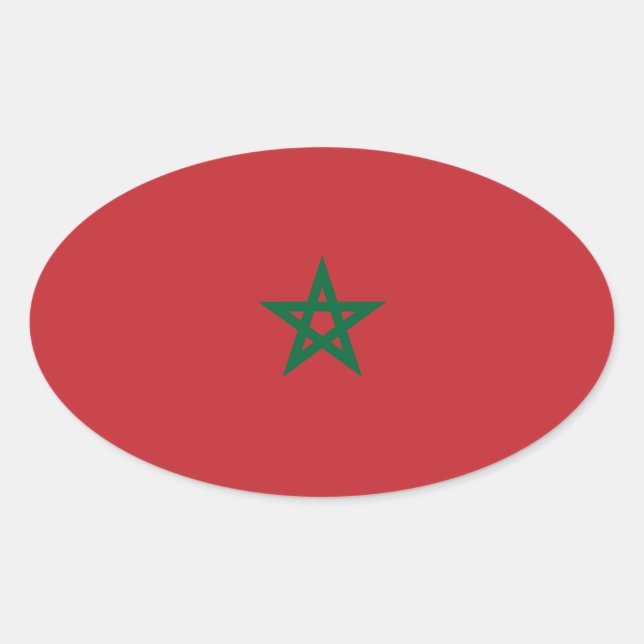 Sticker ovale Marokko Flagge Aufkleb (Devant)