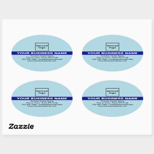 Sticker Ovale Marque d'affaires avec surbrillance sur bleu clair