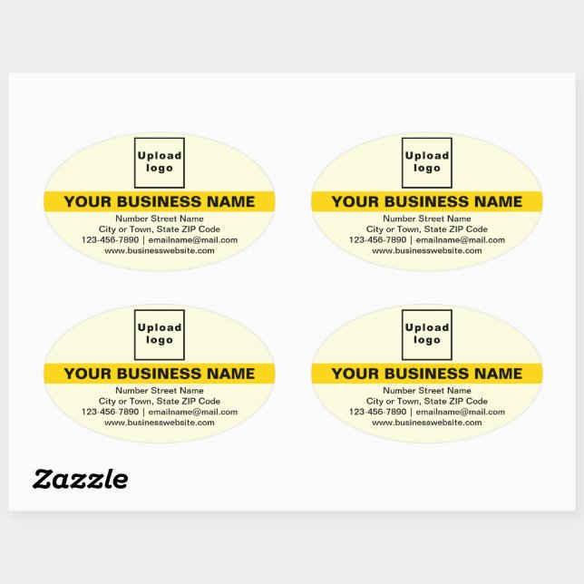 Sticker Ovale Marque d'affaires avec surbrillance sur Jaune (Feuille)