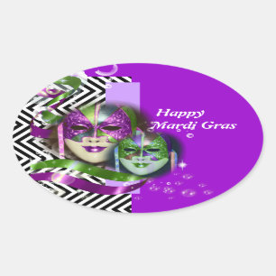 Sticker Ovale Mascarade de la fête du mardi gras