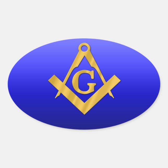 Sticker Ovale Mason Masonic avec bleu dégradé (Devant)