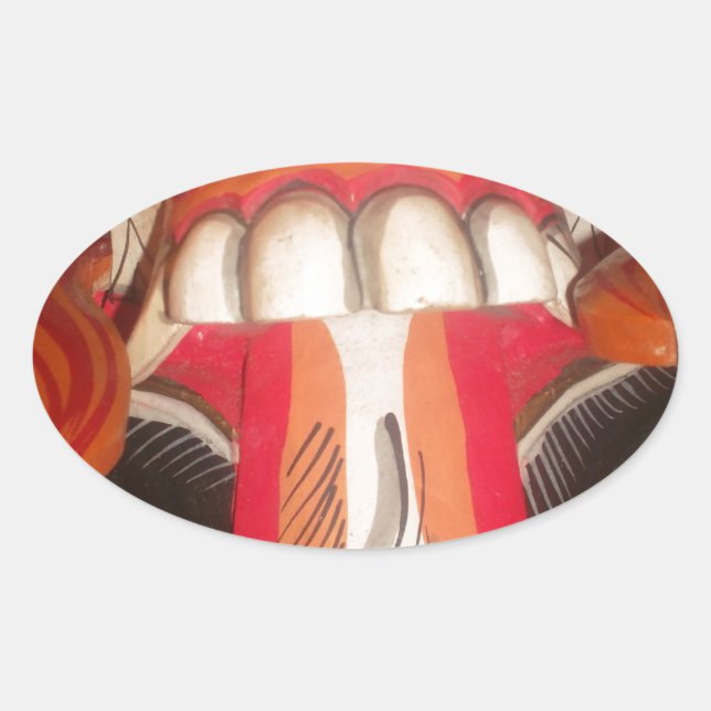 Sticker Ovale Masque d'Halloween pour langue bizarre (Devant)