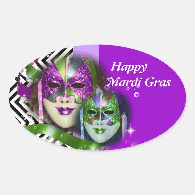 Sticker Ovale Masquerade fête mardi gras masque (Devant)