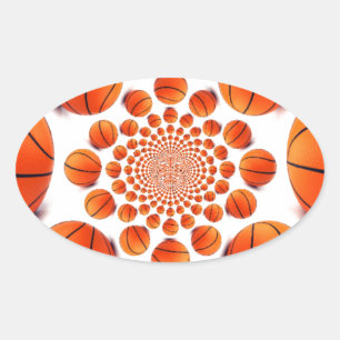 Sticker Ovale Match de basket-ball des champions : Court Vision