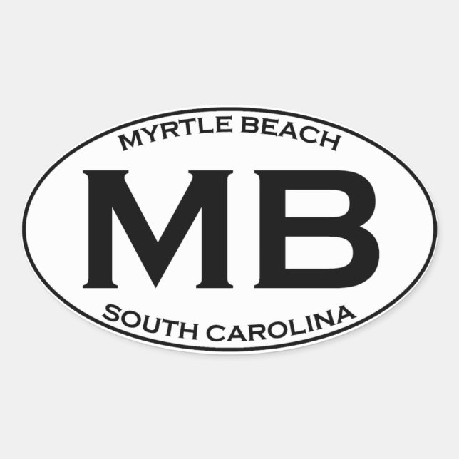 Sticker Ovale MB - Myrtle Beach Caroline du Sud (Devant)