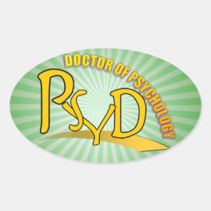 STICKER OVALE MÉDECIN PSYD DE PSYCHOLOGIE LOGO JAUNE