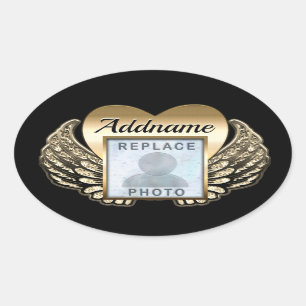 Sticker Ovale Mémorial photo Gold Heart