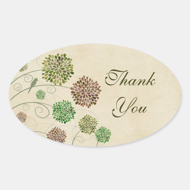 Sticker ovale Merci de mariage Dahlia Garden (Devant)