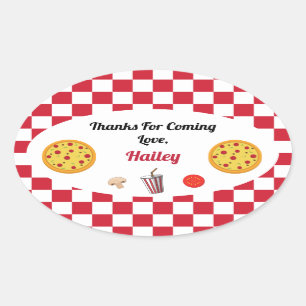 Sticker Ovale Merci de Pizza Party