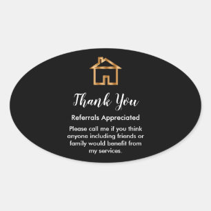 Sticker Ovale Merci de référence de l'agent immobilier classique