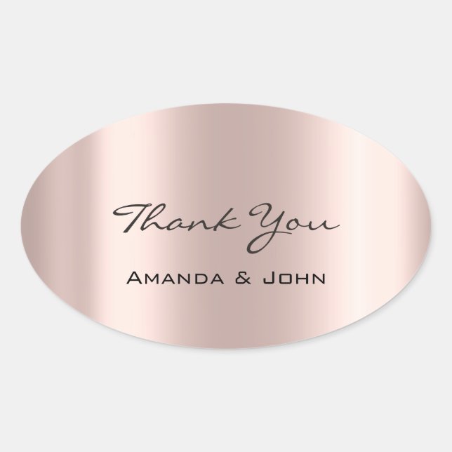 Sticker Ovale Merci Mariage Rose nuptial Oval Blush (Devant)