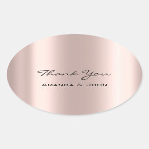 Sticker Ovale Merci Mariage Rose nuptial Oval Blush