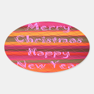 Sticker Ovale Merry Christmas Happy
