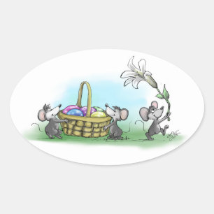 Sticker Ovale Mic, Mac et Moe's Happy Easter