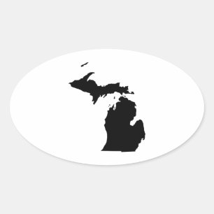 Sticker Ovale Michigan en noir et blanc