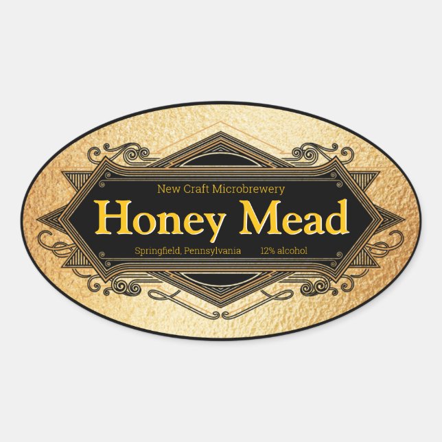 Sticker Ovale Miel Mead Microbrasserie Golden (Devant)