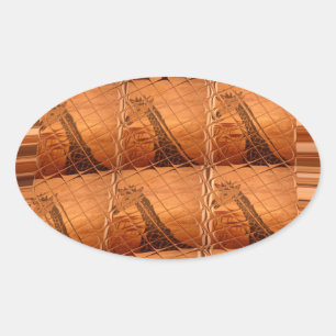 Sticker Ovale Miroir africain traditionnel : Girafe tissée