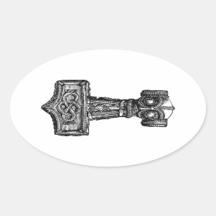 Sticker Ovale Mjolnir : Le marteau du Thor