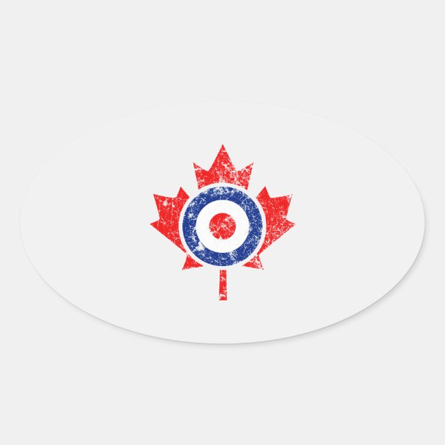 Sticker Ovale Modèle de moulage de la feuille d'érable canadienn (Devant)
