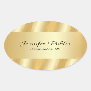 Sticker Ovale Modèle de script élégant Faux Gold personnalisé