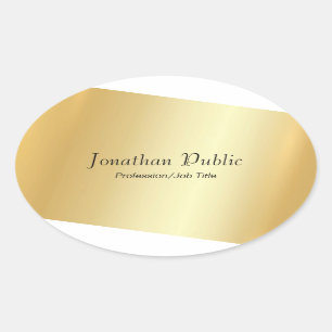 Sticker Ovale Modèle de script moderne Faux Gold personnalisé