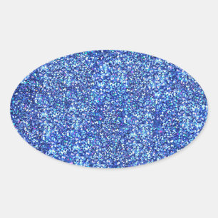 Sticker Ovale Modèle moderne glamour vierge avec paillettes bleu