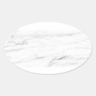Sticker Ovale Modèle personnalisé élégant en marbre blanc
