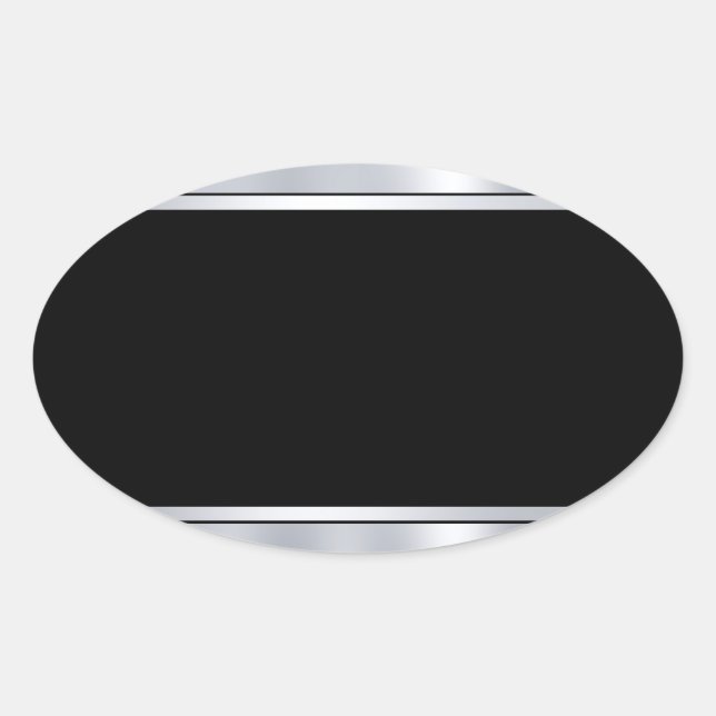 Sticker Ovale Modèle vierge personnalisable Faux argent noir (Devant)