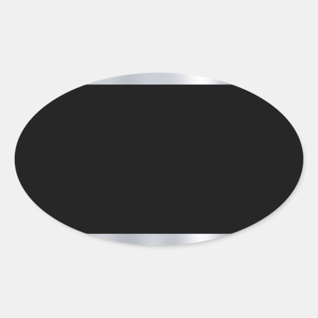 Sticker Ovale Modèle vierge personnalisé Faux Argent Noir Élégan (Devant)