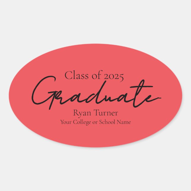 Sticker Ovale Modern script graduation (Devant)
