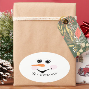 Sticker Ovale Moderne Cute Custom Snowman visage Winter Party