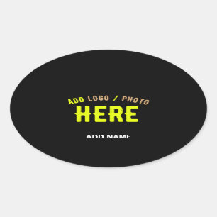 STICKER OVALE MODERNE ET MODERNE PERSONNALISABLE NOIR VÉRIFIÉ