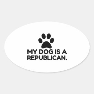 Sticker Ovale Mon Chien Est Républicain