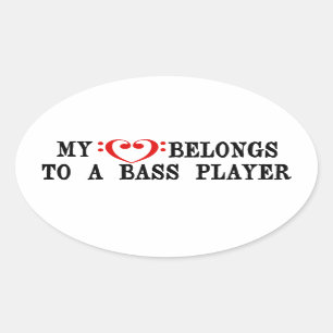 Sticker Ovale Mon coeur appartient à un bassiste