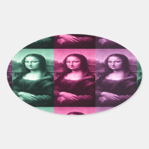 Sticker Ovale Mona Lisa Rose vert violet