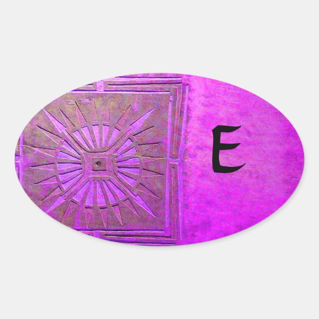Sticker Ovale MONOGRAMME DE L'ÉTOILE DU MATIN, violet rose, viol (Devant)