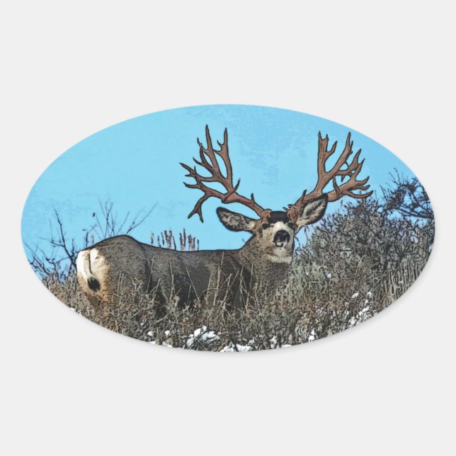 Sticker Ovale Monster mule deer buck (Devant)