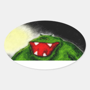 Sticker Ovale Monstre de nuit