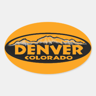Sticker Ovale Montagnes ovales de Denver Colorado