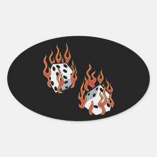 Sticker Ovale Morceau à flamme