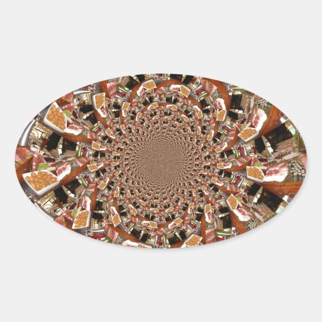 Sticker Ovale Mosaïque de sushis Brown (Devant)