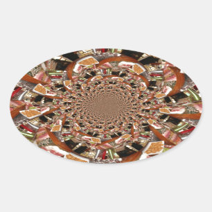 Sticker Ovale Mosaïque de sushis Brown